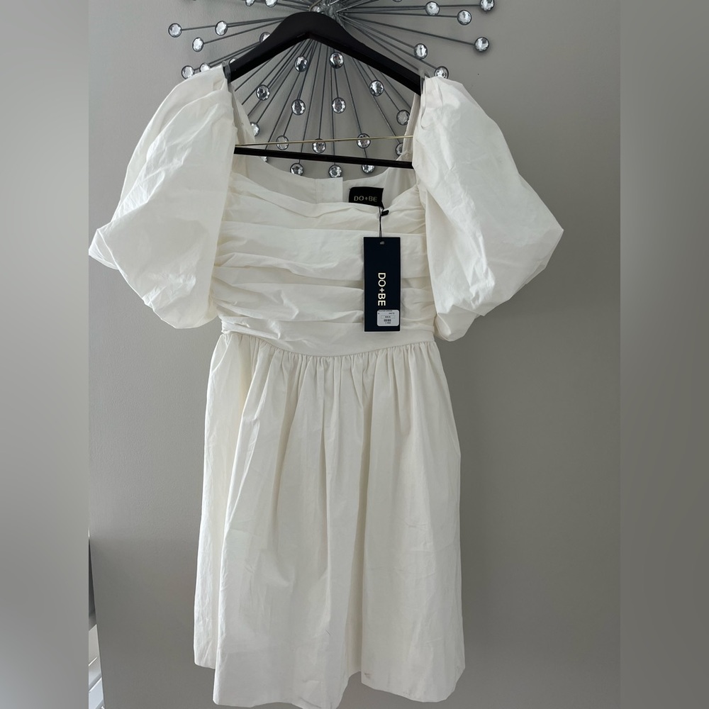 NWT DO+BE White Puffer Mini Dress